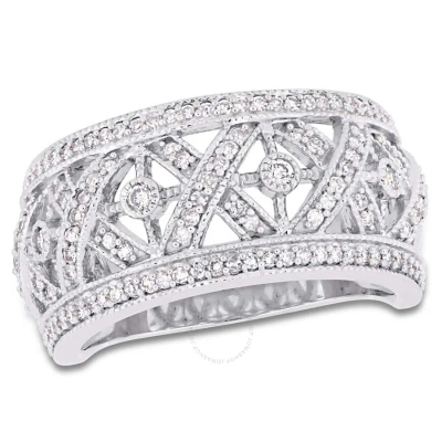 Amour 1/2 Ct Tw Diamond Filigree Ring In 10k White Gold In Metallic