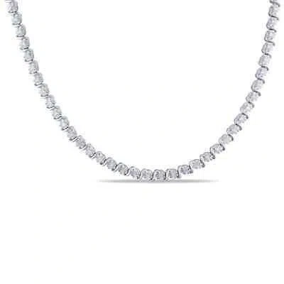 Pre-owned Amour 1/2 Ct Tw Diamond Necklace In Sterling Silver In Check Description