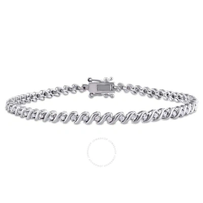Amour 1/2 Ct Tw Diamond S-shape Tennis Bracelet In Sterling Silver In Metallic
