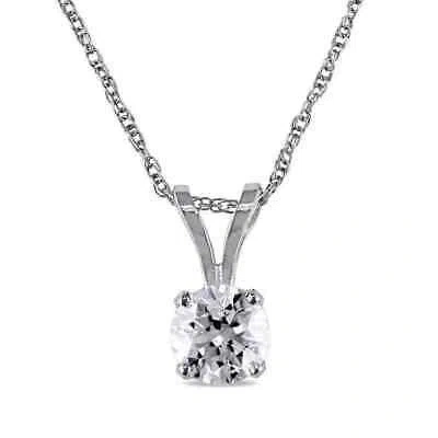 Pre-owned Amour 1/2 Ct Tw Diamond Solitaire Pendant With Chain In 14k White Gold
