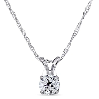 Amour 1/2 Ct Tw Diamond Solitaire Pendant With Chain In 14k White Gold In Gold / White