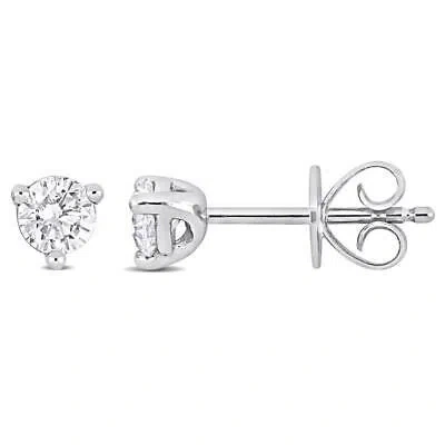 Pre-owned Amour 1/2 Ct Tw Diamond Solitaire Stud Earrings In Platinum In White