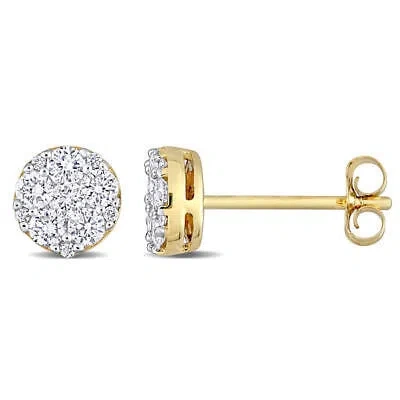 Pre-owned Amour 1/2 Ct Tw Diamond Stud Composite Earring In 14k Yellow Gold