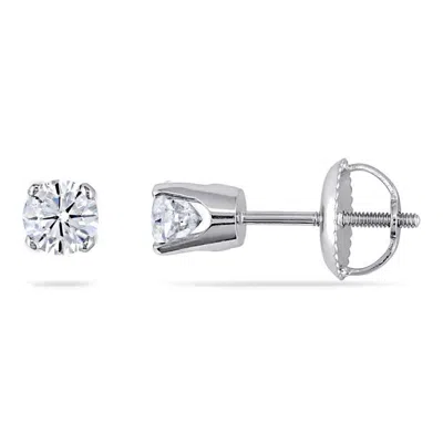 Amour 1/2 Ct Tw Diamond Stud Earrings With Screwback In 14k White Gold