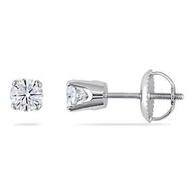 Pre-owned Amour 1/2 Ct Tw Diamond Stud Earrings With Screwback In 14k White Gold
