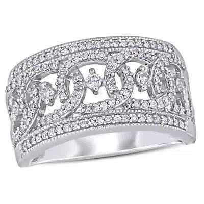 Pre-owned Amour 1/2 Ct Tw Diamond Wide Interlaced Circle Anniversary Ring In 10k White