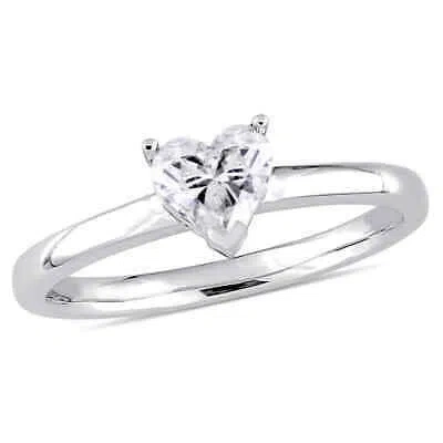 Pre-owned Amour 1/2 Ct Tw Heart-cut Diamond Solitaire Engagement Ring In 14k White Gold
