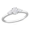 AMOUR AMOUR 1/2 CT TW OVAL AND PEAR DIAMOND 3-STONE ENGAGEMENT RING IN 14K WHITE GOLD