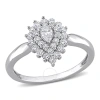 AMOUR AMOUR 1/2 CT TW PEAR AND ROUND DIAMOND GRADUATED HALO ENGAGEMENT RING IN 14K WHITE GOLD