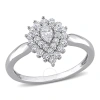 Amour 1/2 Ct Tw Pear And Round Diamond Graduated Halo Engagement Ring In 14k White Gold In White