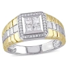 AMOUR AMOUR 1/2 CT TW PRINCESS CUT QUAD AND ROUND DIAMOND MEN'S RING IN 2-TONE YELLOW AND WHITE 10K GOLD