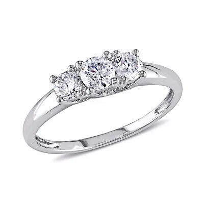 Pre-owned Amour 1/2 Ct Tw Three-stone Diamond Engagement Ring In 14k White Gold In Check Description