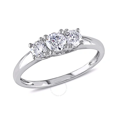 Amour 1/2 Ct Tw Three-stone Diamond Engagement Ring In 14k White Gold In Metallic