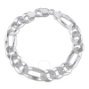 AMOUR AMOUR 12.3MM FLAT FIGARO CHAIN BRACELET IN STERLING SILVER