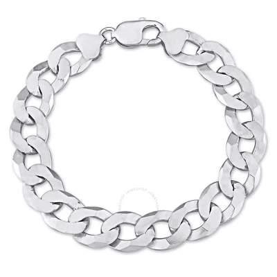 Amour 12.5mm Flat Curb Chain Bracelet In Sterling Silver In White