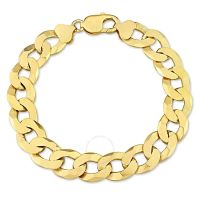 Amour 12.5mm Flat Curb Chain Bracelet In Yellow Plated Sterling Silver
