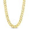 Amour 12.5mm Flat Curb Chain Necklace In Yellow Plated Sterling Silver In Yellow