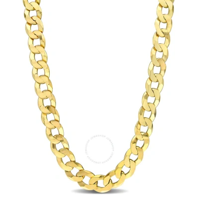 Amour 12.5mm Flat Curb Chain Necklace In Yellow Plated Sterling Silver In Gold