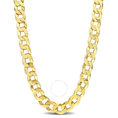 Amour 12.5mm Flat Curb Chain Necklace In Yellow Plated Sterling Silver
