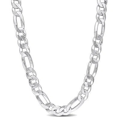 Pre-owned Amour 12.3mm Flat Figaro Chain Necklace In Sterling Silver, 24 In In Yellow
