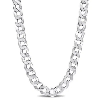 Pre-owned Amour 12.5mm Curb Chain Necklace In Sterling Silver, 24 In In White