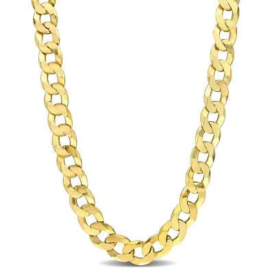 Pre-owned Amour 12.5mm Flat Curb Chain Necklace In Yellow Plated Sterling Silver, 24 In