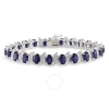 Amour 13 1/5 Ct Tgw Created Blue Sapphire And Diamond S-link Bracelet In Sterling Silver In Blue