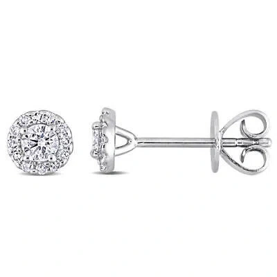 Pre-owned Amour 1/3 Ct Tdw Diamond Cluster Stud Earrings In Platinum In White