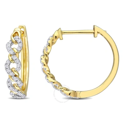 Amour 1/3 Ct Tdw Diamond Link Hoop Earrings In 10k Yellow Gold