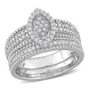 AMOUR AMOUR 1/3 CT TDW DIAMOND MARQUISE SHAPE CLUSTER BRIDAL SET IN STERLING SILVER
