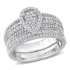 AMOUR AMOUR 1/3 CT TDW DIAMOND PEAR SHAPE CLUSTER BRIDAL SET IN STERLING SILVER