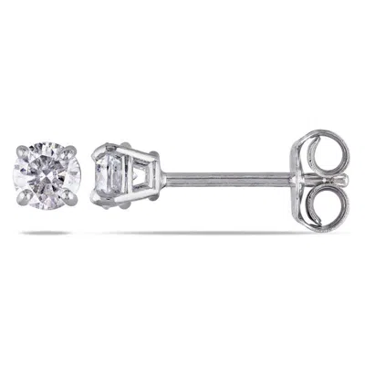 Amour 1/3 Ct Tdw Diamond Stud Earrings In Sterling Silver In Silver / White
