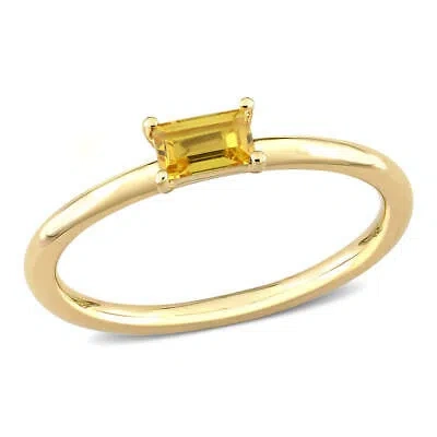 Pre-owned Amour 1/3 Ct Tgw Baguette Yellow Sapphire Stackable Ring In 10k Yellow Gold