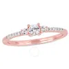 AMOUR AMOUR 1/3 CT TGW CREATED WHITE SAPPHIRE AND DIAMOND ACCENT PROMISE RING IN ROSE PLATED STERLING SILV