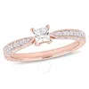 AMOUR AMOUR 1/3 CT TGW CREATED WHITE SAPPHIRE AND DIAMOND ENGAGEMENT RING IN ROSE PLATED STERLING SILVER
