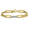 Amour 1/3 Ct Tgw Cubic Zirconia Paperclip Link Bracelet In 14k Two Tone Gold -7.5 In In Two Tone
