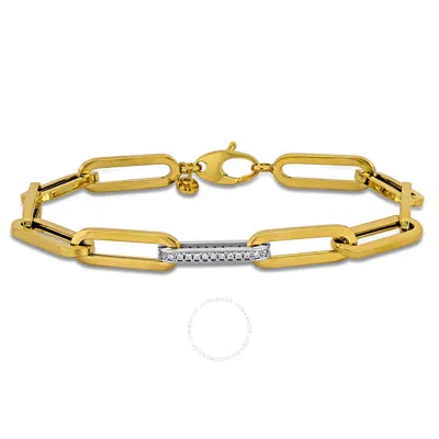 Amour 1/3 Ct Tgw Cubic Zirconia Paperclip Link Bracelet In 14k Two Tone Gold -7.5 In