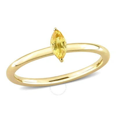 Amour 1/3 Ct Tgw Marquise Yellow Sapphire Stackable Ring In 10k Yellow Gold