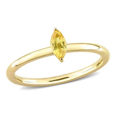 Pre-owned Amour 1/3 Ct Tgw Marquise Yellow Sapphire Stackable Ring In 10k Yellow Gold