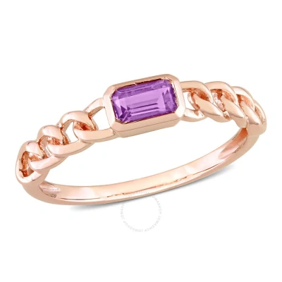 Amour 1/3 Ct Tgw Octagon Africa Amethyst Link Ring In 10k Rose Gold In Gray