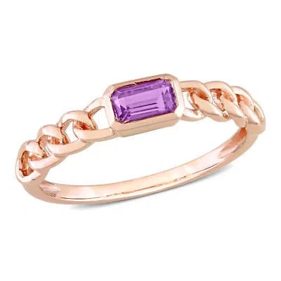 Pre-owned Amour 1/3 Ct Tgw Octagon Africa Amethyst Link Ring In 10k Rose Gold In Pink