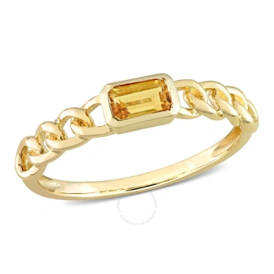Amour 1/3 Ct Tgw Octagon Citrine Link Ring In 10k Yellow Gold