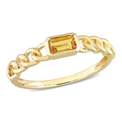 Pre-owned Amour 1/3 Ct Tgw Octagon Citrine Link Ring In 10k Yellow Gold