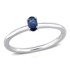 AMOUR AMOUR 1/3 CT TGW OVAL BLUE SAPPHIRE STACKABLE RING IN 10K WHITE GOLD