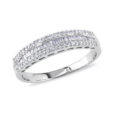 Pre-owned Amour 1/3 Ct Tw Baguette And Round Diamond Anniversary Band In 10k White Gold In Check Description