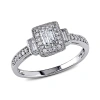 AMOUR AMOUR 1/3 CT TW BAGUETTE AND ROUND DIAMOND ENGAGEMENT RING IN 10K WHITE GOLD