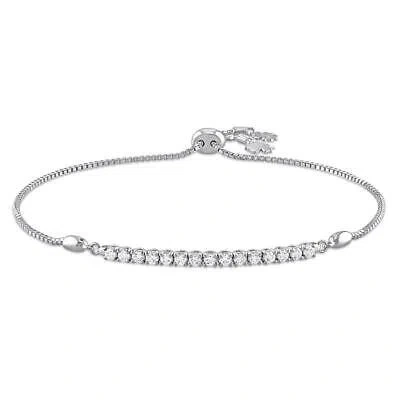 Pre-owned Amour 1/3 Ct Tw Diamond Bolo Bracelet In 14k White Gold
