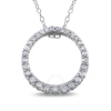 Amour 1/3 Ct Tw Diamond Circle Pendant With Chain In Sterling Silver In Silver / Spring / White