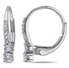 Amour 10 Karat White Gold Leverback Hoop Earrings In Gold / White