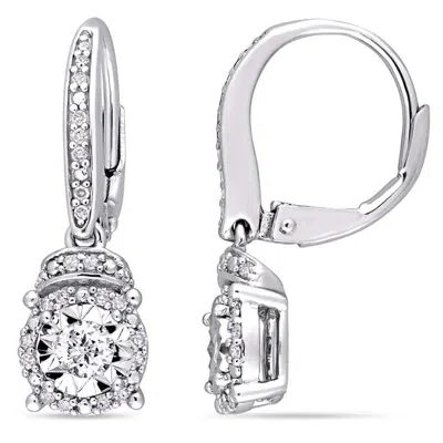 Amour 1/3 Ct Tw Diamond Leverback Earrings In Sterling Silver
